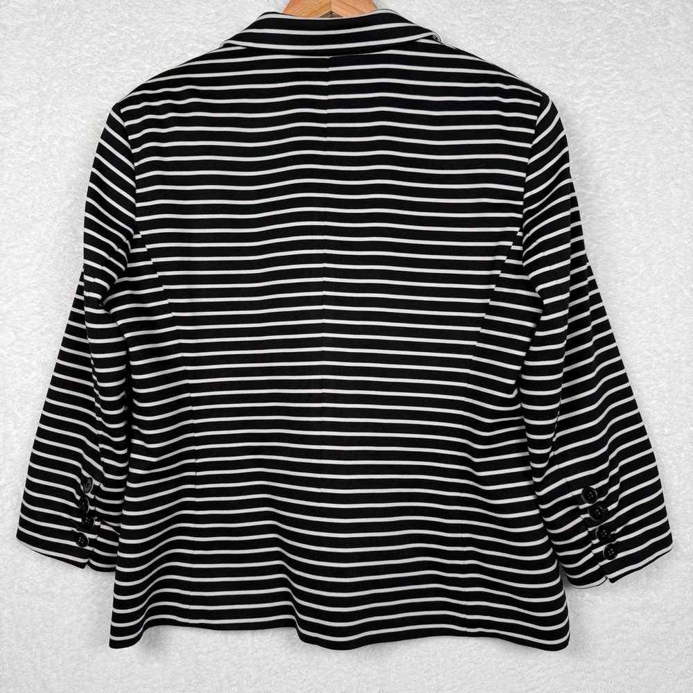 Nine West Womens Black White Striped Single Button Blazer‎ Jacket Size 14 - Picture 3 of 9